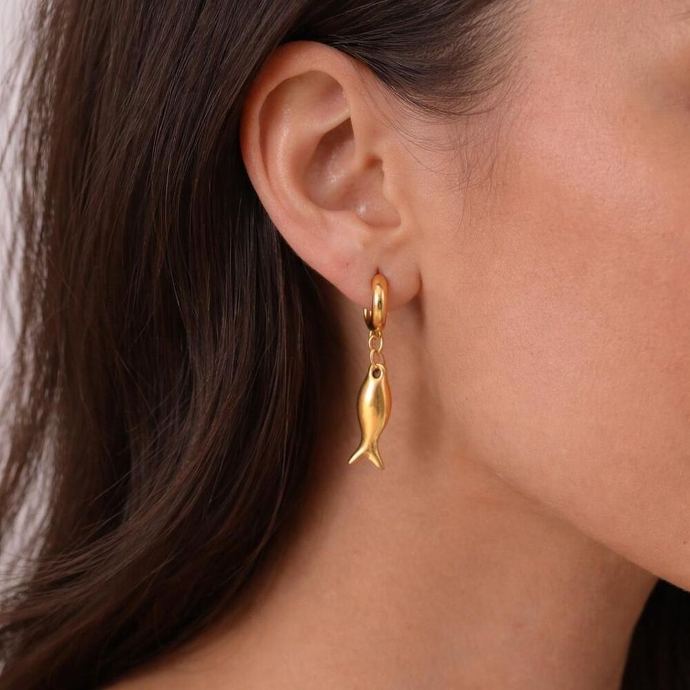 fish charm hoop earrings D33